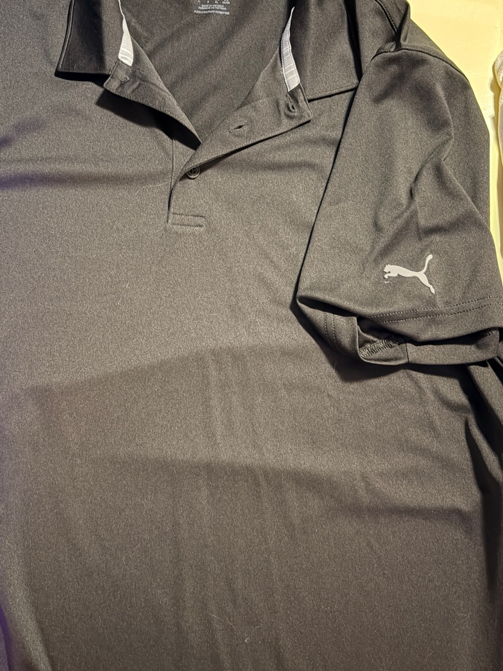 Puma Men’s Black golf Polo with Sleeve Logo Men’s L